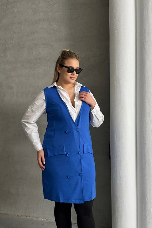 Büyük Beden Sıfır Kol Önü Düğmeli Cep Görünümlü Hırka 300862