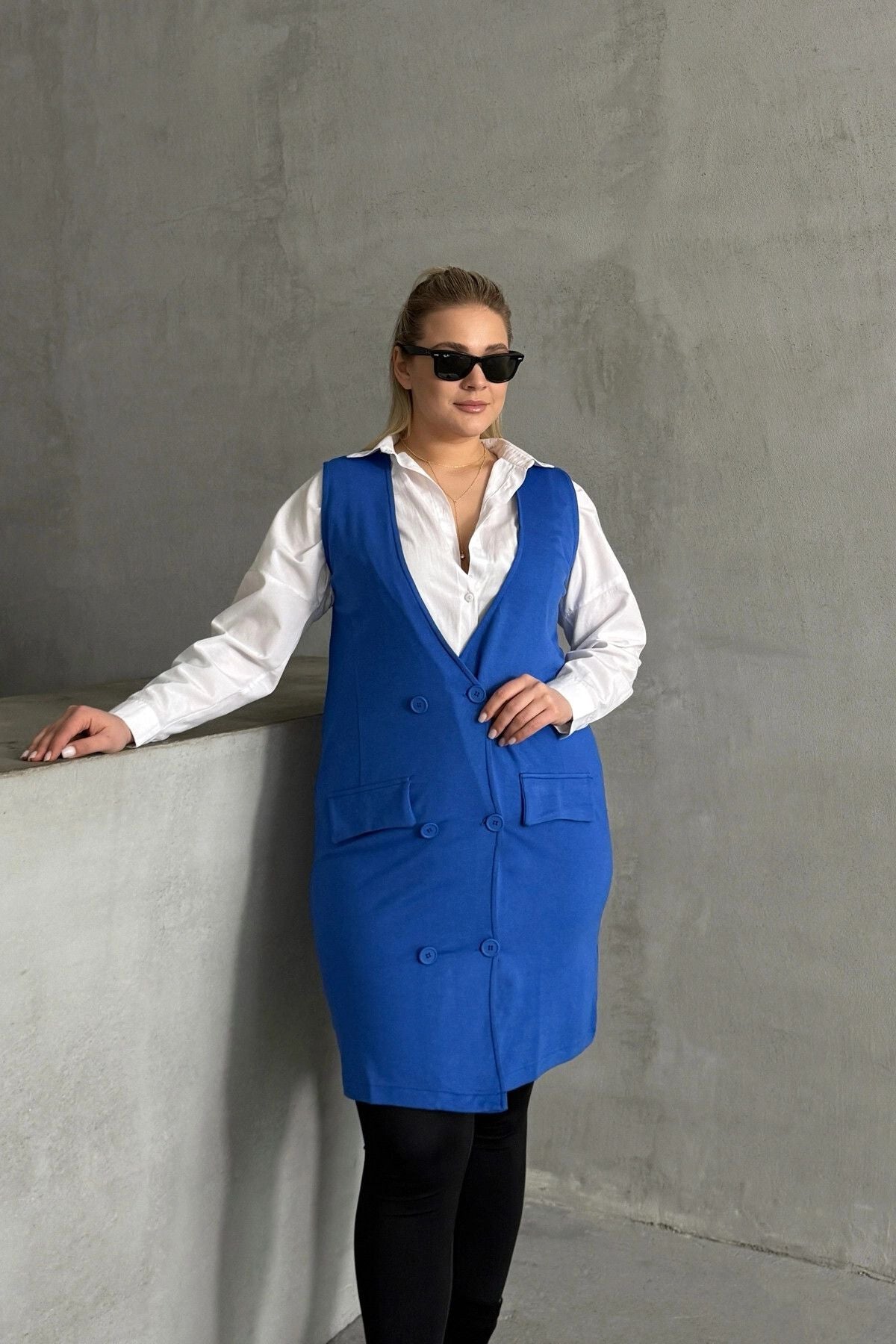 Büyük Beden Sıfır Kol Önü Düğmeli Cep Görünümlü Hırka 300862