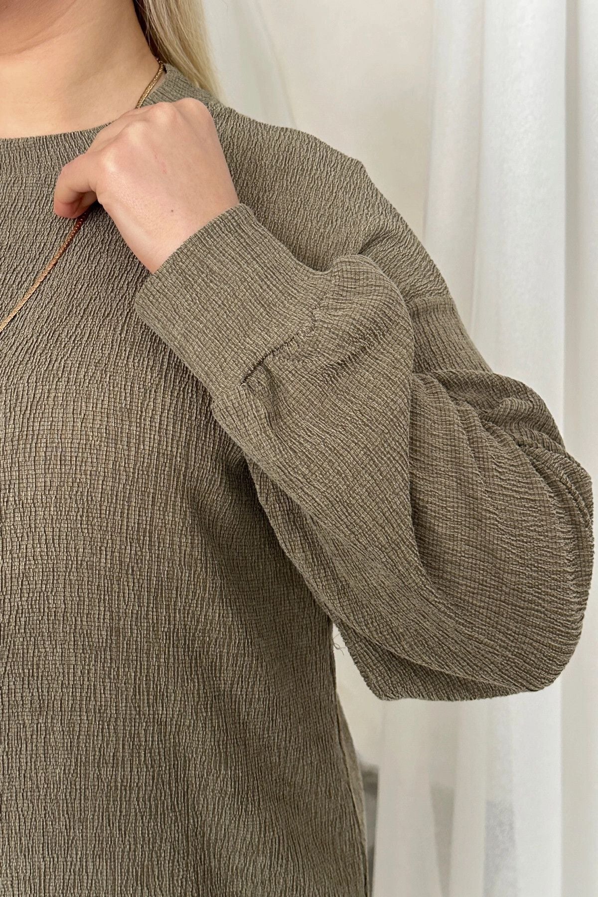 Büyük Beden Uzun Kollu Bisiklet Yaka Düz Kesim Elbise 100-190