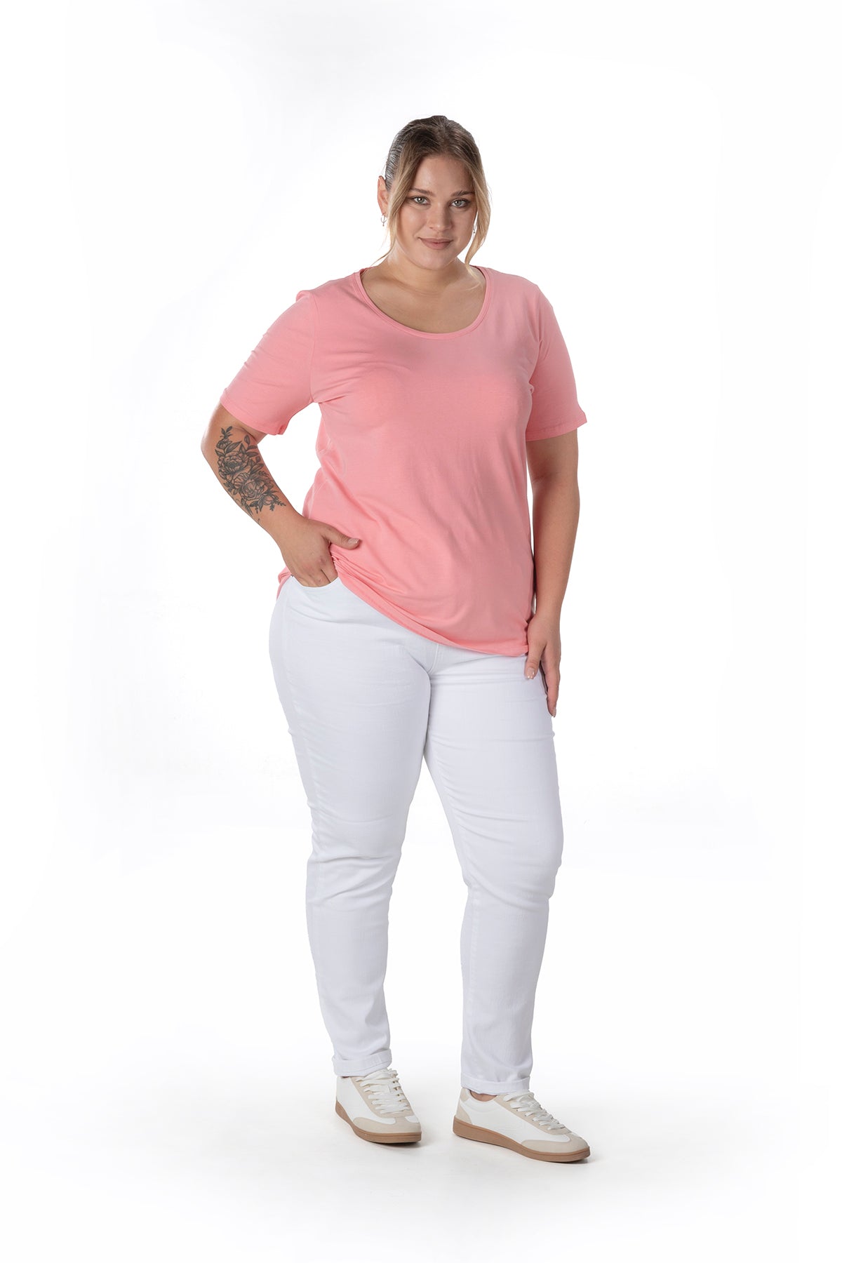 Büyük Beden Kısa Kol Basic T-shirt 10971529